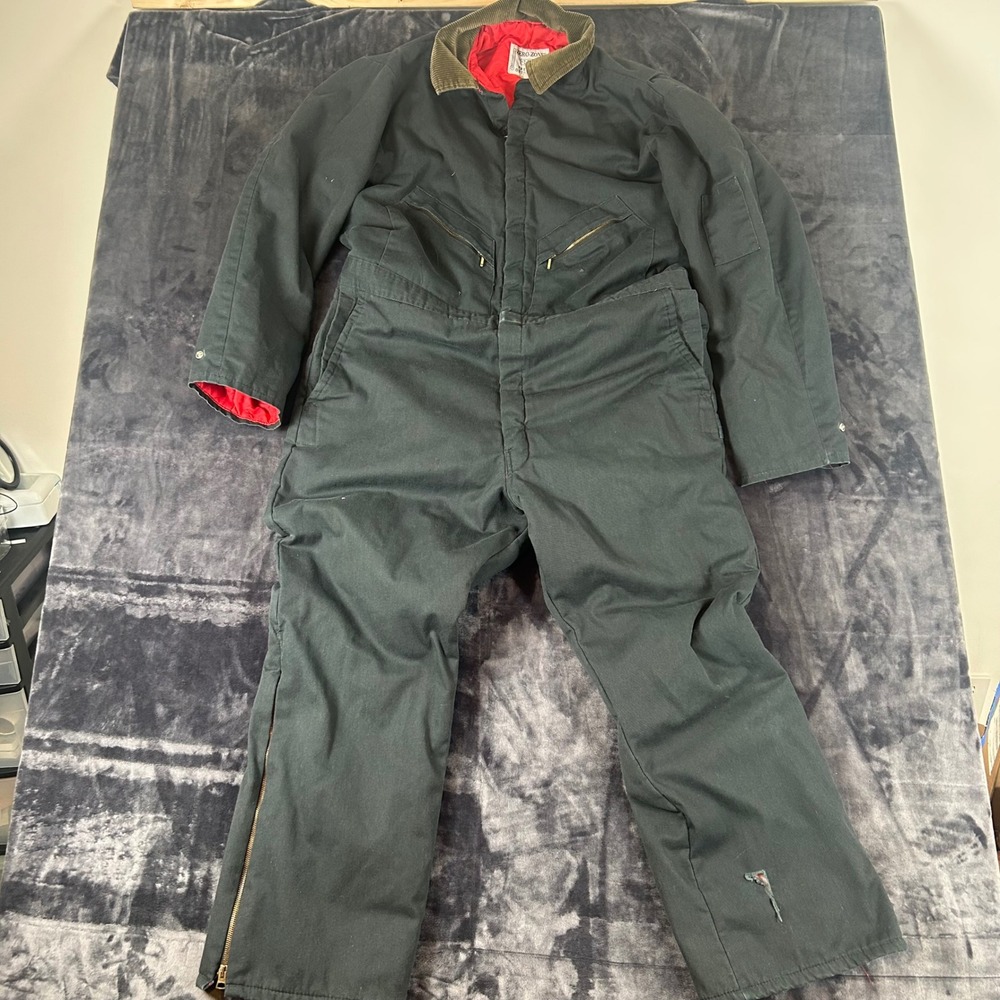 Walls Zero-Zone Coveralls Mens XL Black Insulated Quilted Lined Workwear
